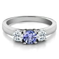 thumbnail image 2 of Gem Stone King 1.12 Ct Round Blue Tanzanite White Topaz 925 Sterling Silver Ring (Size 6), 2 of 5