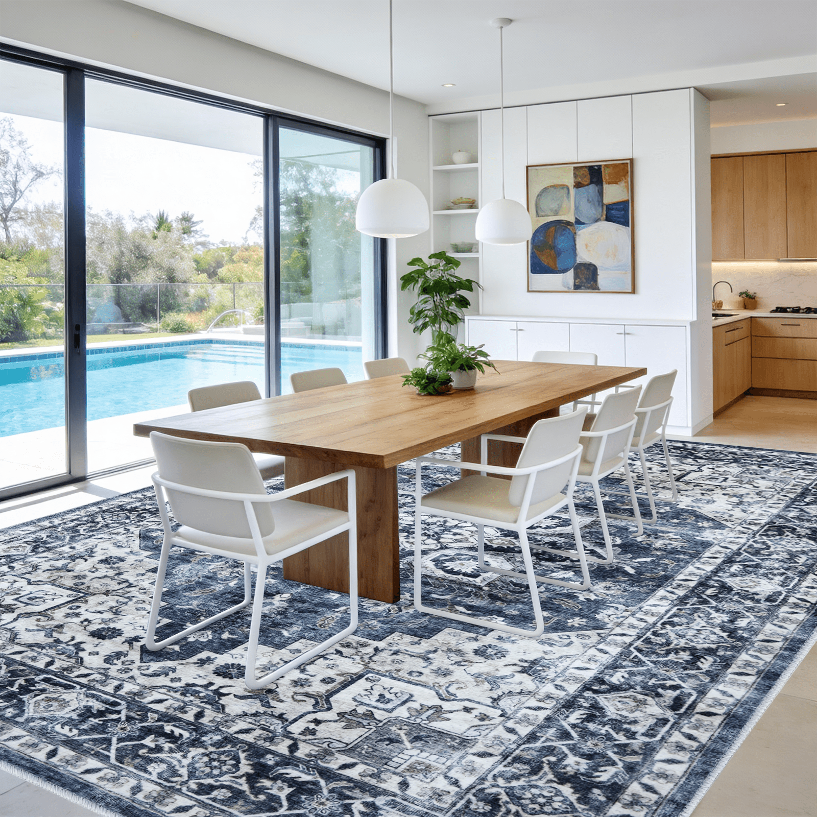 CHITOOMA 10'x14' Area Rugs for Living Room, Machine Washable Rugs Vintage Area Rug for Bedroom Dining Room Dorm Office with Non-Slip Backing, Stain Resistant Non-Shed Carpet