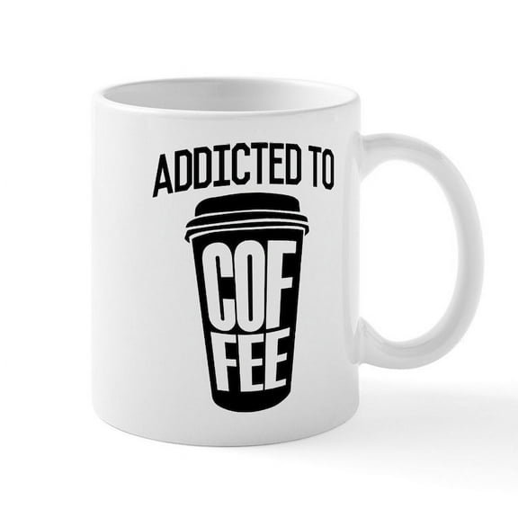 CafePress - Addicted To Coffee - 11 oz Ceramic Mug - Novelty Coffee Tea Cup
