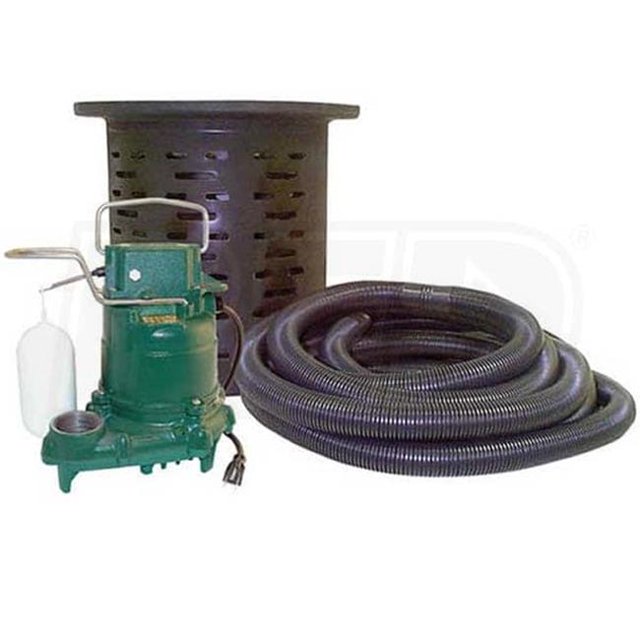 Zoeller 108-0001 0.3 HP Cast Iron Crawl Space Pump System with 24 ft. Hose Kit