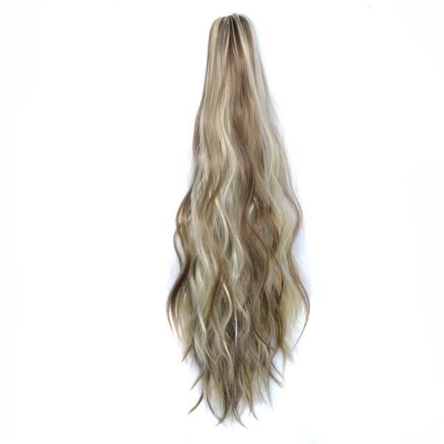 QUYUON Extensions de Cheveux à Clip Droit pour Femmes Perruques Longues d'Apparence Naturelle Pièce de Cheveux pour Femmes Extensions de Queue de Cheval Clips Synthétiques Type de Cheveux Q1109