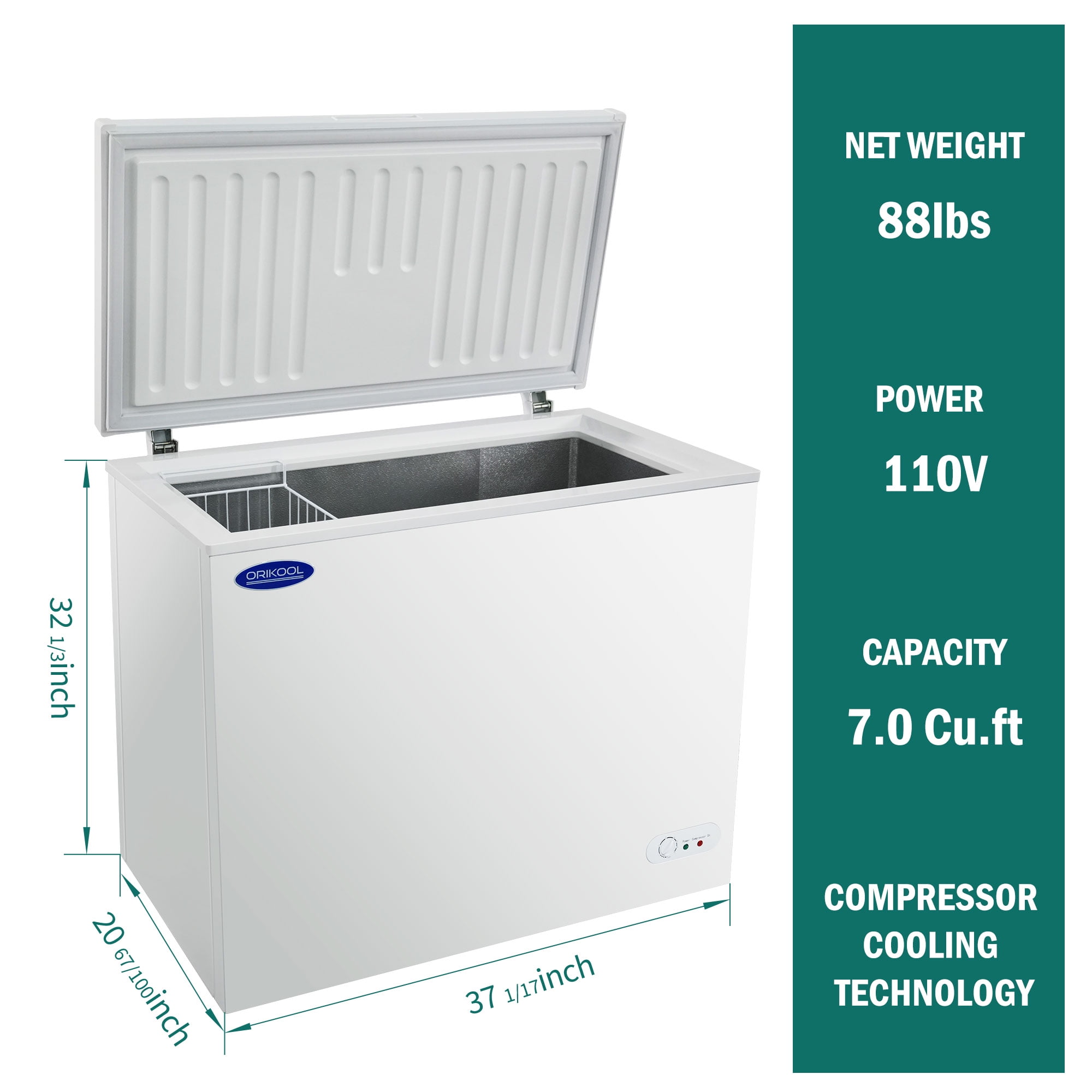 Chest Freezer 7.0 Cu.ft Solid Top Commercial Deep Chest Freezers With Lockable Stay-Open Lid Painted Manual Defrost Deep Freeze For Back-of-House Bulk Storage