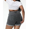 thumbnail image 2 of Gocolloa Womens Plus Size Jean Shorts High Waisted Stretchy Ripped Frayed Folded Hem Denim Shorts Gray 24W, 2 of 5