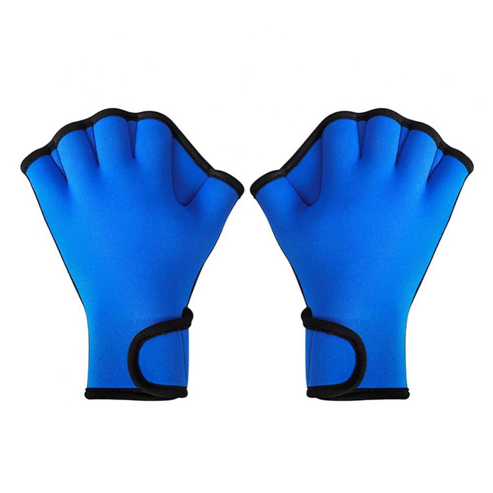 Webbed Swimming Diving Paddles Gloves Aquatic Training Fitness Water Resistance in The Water Swim Aqua Fingerless Kayaking Gloves with Adjustable Strap for Men Women Children 