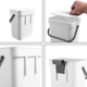 thumbnail image 5 of 2 botes de basura para abono de cocina de 1,3 galones con tapa, bote de basura para desechos de alimentos, bote de basura para baño pequeño y liviano, color blanco, 5 of 6