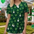thumbnail image 4 of felwors Printed Scrub Tops Women Short Sleeve V Neck Plus Size Scrubs for Womens Nursing Uniforms Shirts with Pockets (Dark Green, M), 4 of 7
