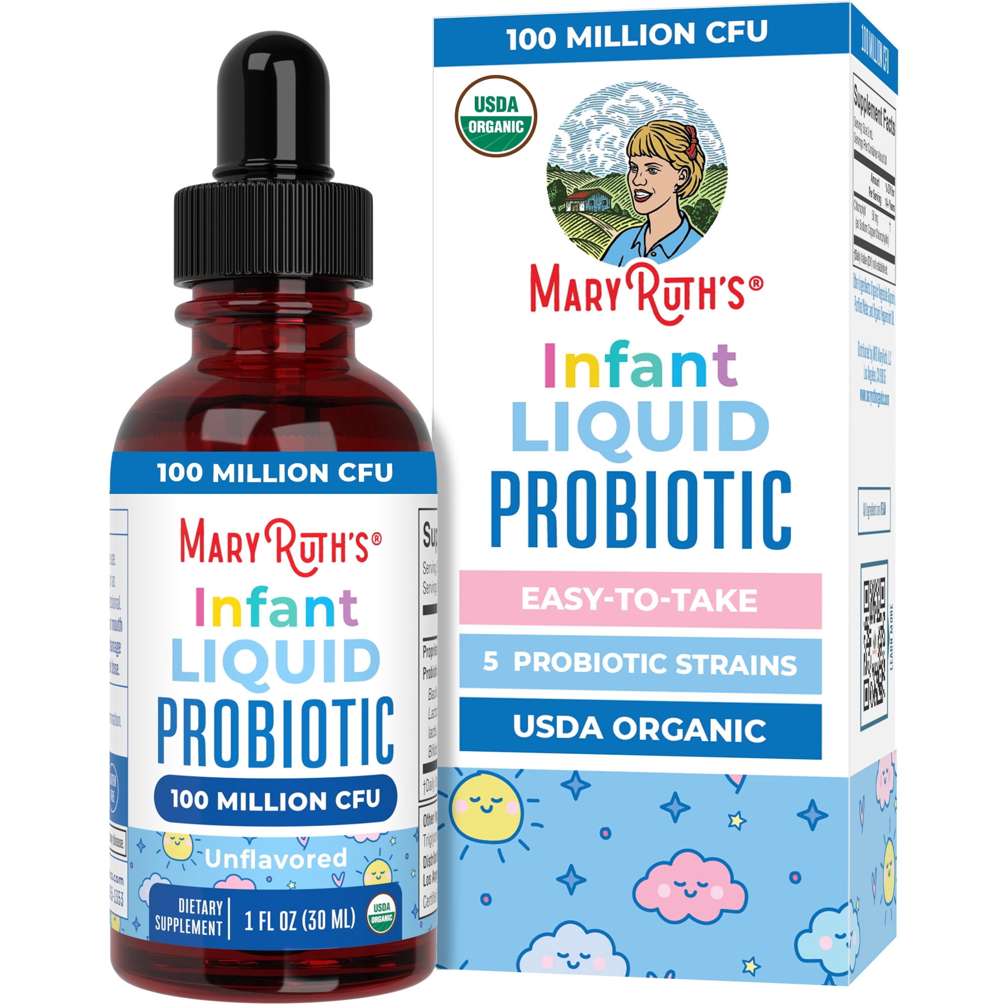 (3 pack) MaryRuth's Organic Infant Liquid Probiotic Drops, 100 Million CFU, 125 Servings, Dairy-Free, Gluten-Free, Vegan, 1 oz