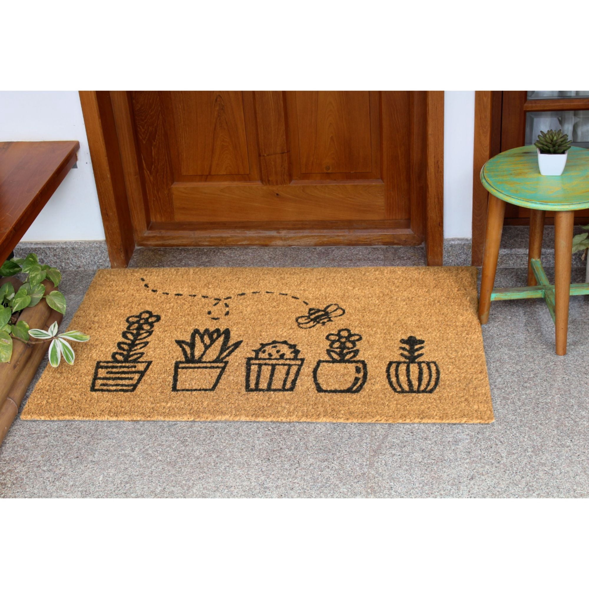 Rugsmith Black Machine Tufted Topiary Doormat, 18" x 30"
