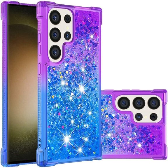 Case for Samsung Galaxy S24 Ultra Case Glitter Liquid Cute Clear Shockproof Back Cover,Soft TPU Phone Case for Samsung Galaxy S24 Ultra Gradient Purple