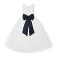 thumbnail image 2 of Ekidsbridal Girl Wedding Flower Girl Dress - V-Back Ivory Lace Tulle with Bow Sash 212noFT-A (Size: 2-10), 2 of 3