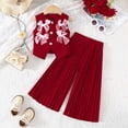 thumbnail image 4 of Fesfesfes Girls Bow Tie Sleeveless Vest and Wide Leg Pleated Pants Set Casual Summer Outfit for Kids 2 to 9 Years Old Solid Color Blouse and Trousers Playwear(Wine,3-4 Years), 4 of 9