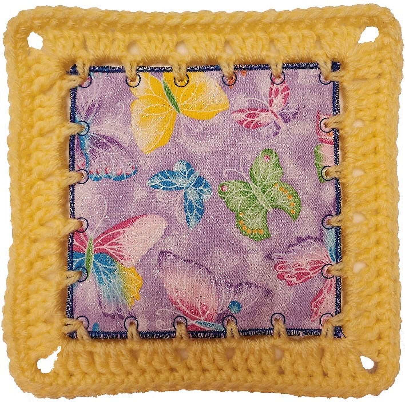 Crochet Fabric Multicolor Afghan Kit with Butterfly Print