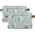 thumbnail image 2 of GZHJMY Storage Basket Watercolor Rabbit Foldable Canvas Laundry Baskets Bin Waterproof Inner Layer with Sturdy Handles for Toy Nursery Blanket Clothes 2 Pack, 2 of 7