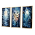 thumbnail image 3 of Designart "Blue White Tree Moonlit form I" Landscape Trees Framed Wall Art Set Of 3 - Blue Trees Frame Canvas Set For Living Room Decor, 3 of 7