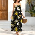 thumbnail image 6 of Women's Elegant Summer Maxi Dress Spaghetti Strap Sleeveless Geometric Triangle Print Loose Fit Flowy Long Dress Casual Beach Vacation Party Wedding Guest Apparel, 6 of 7