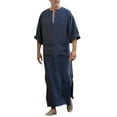 thumbnail image 2 of Tbopshirt Man Nightgown Mens Ethnic Robes Loose Solid Long Sleeve Loose Vintage Dress Kaftan NY/XL, 2 of 5