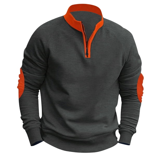 pstuiky manga larga para hombre, Camisa informal de moda para hombre, color liso, transpirable, blusa de manga larga con cuello alto camisetas de hombre l