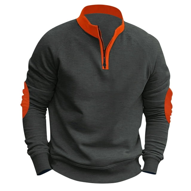 Blusa y camisa de manga larga con cuello alto para hombre, informal, de moda, de color liso, transpirable, de poliéster.