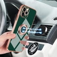 thumbnail image 6 of for iPhone 11 Pro Case with Ring, Built-in 360 Degree Rotation Ring Kickstand Cover Case with Shiny Plating Rose Gold Edge Work with Magnetic Car Mount Slim Soft TUP Case for Women Girls Green, 6 of 16