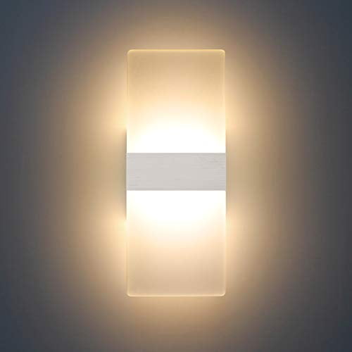 Modern Led Acrylic Wall Sconce Lighting 12w Warm White 2700k Up Down Lamp For Bedroom Corridor Stairs Bathroom Indoor Fixture Not Dimmable Home Room Decor No Plug 1 Pack Modern Led Acrylic Wall Sconce Lighting, Up Lighting Fixtures Indoor