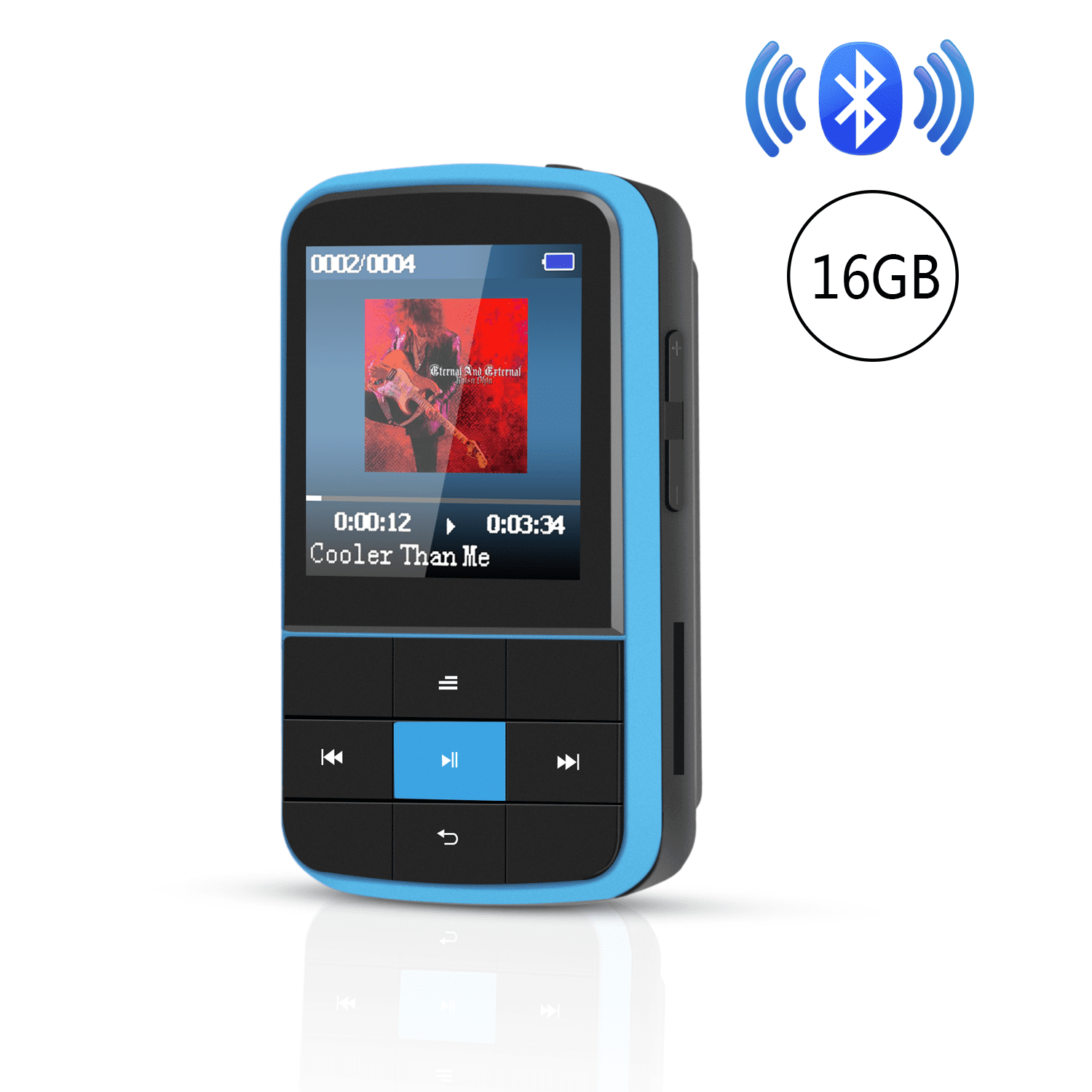AGPTEK 16GB Bluetooth 4.0 MP3 Player, Wearable Clip Supports Playlist