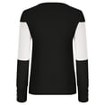 thumbnail image 4 of PNTUTB Women's Fashion Color Block V-Neck Long Sleeve Buttoned Cuff Casual Oversized Pullover Top&Flash Picks, 4 of 5