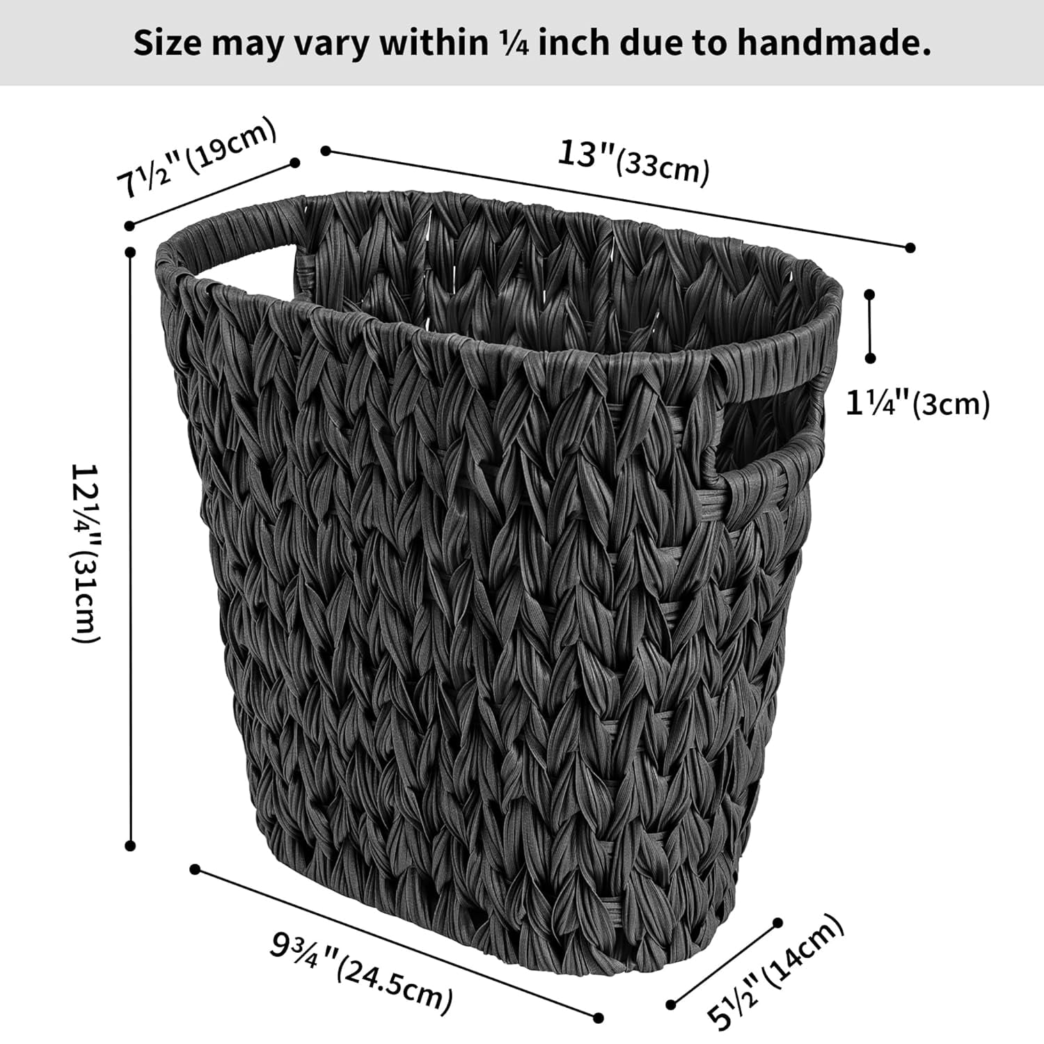 GRANNY SAYS Wicker Trash Can, Waterproof Bathroom Waste Basket, Handwoven Decorative Garbage Can, 19 Liters,/5 Gallons, Black