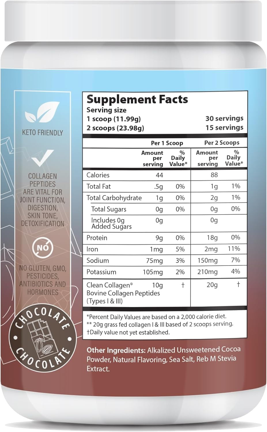 ABOUT YOUR COLLAGEN Chocolate Peptides Powder, Grass Fed Hydrolyzed Type 1&3 Collagen, Promotes Hair, Skin, Nails, Bones, Joint Health (30 Servings) (Chocolate + Mixer)