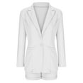 thumbnail image 6 of Jinhomg Summer Blazer Shorts Set for Women Long Sleeve Open Front Blazers and Short Suits 2 Piece Office Workwear with Pockets White L, 6 of 7