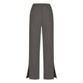 thumbnail image 5 of Linen Pants Women, Titcea Straight Elastic Waist Drawstring Flowy Split Hem Casual Pants with Pockets, 5 of 5