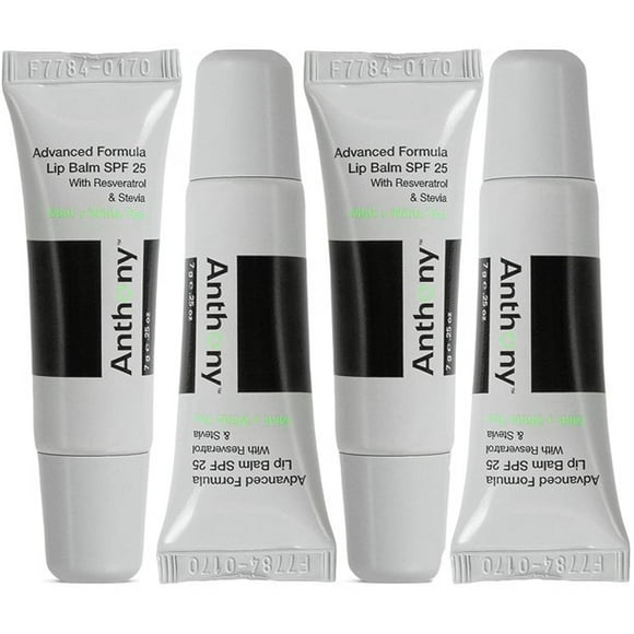 Anthony Mint & White Tea Advanced Formula Lip Balm SPF 25 (Pack of 4)