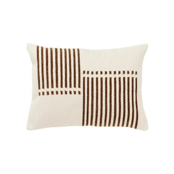 Rizzy Home Cotton Abstract Stripe Camel 14"X20" Pillow Cover 2 Pack