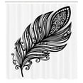 thumbnail image 3 of Black and White Shower Curtain, Boho Leaves Hippie Lifestyle Yoga with Swirls and Curved Ethnic Art Motif, Fabric Bathroom Set with Hooks, 69W X 75L Inches Long, Black White, by Ambesonne, 3 of 3