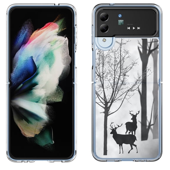 Shockproof Bumper Phone Case for Samsung Galaxy Z Flip 4 5G, by OneToughShield ® - Forest Deer