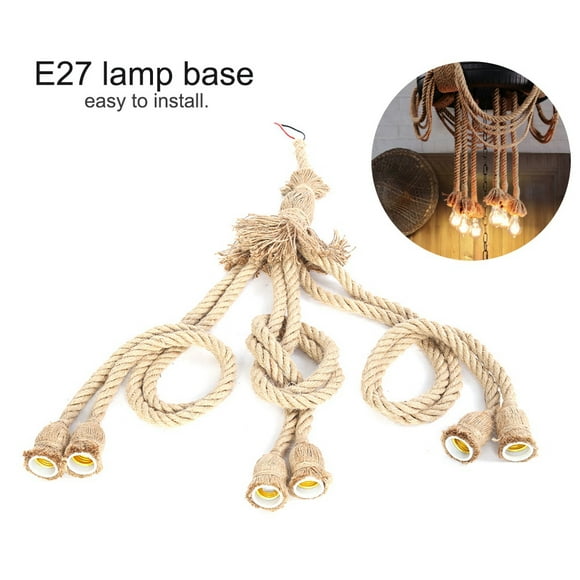 Portalámparas LED NikouMX E27 de 1 m de cuerda de cáñamo