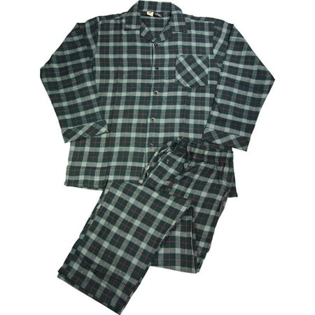 NORTY Mens Flannel 2 Piece Pajama Sets - 100% Brushed Cotton Flannel - 8 Prints, 40777 Hunter-Red Plaid /