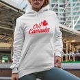 thumbnail image 2 of Distressed Oh Canada - Maple Leaf Art Merch Gift, White Hooded Sweatshirt or Hoodie, Small, 2 of 5