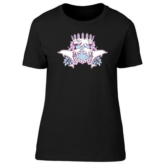 Tropical Dolphin Crest Emblem T-Shirt Women -Image by Shutterstock, Female XX-Large