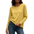 thumbnail image 3 of Otvok Stitch‑Detail Casual Pullover for Women, Crew Neck Long Sleeve Loose T‑Shirt, 3 of 7