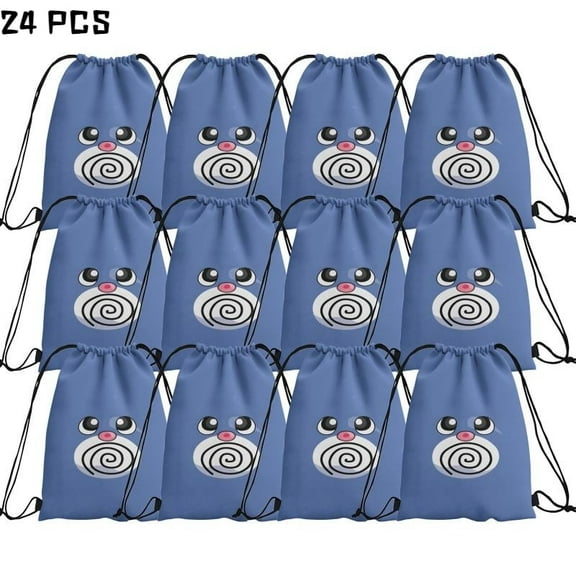 Lheaggik 24 packs Cartoon Pokemon Candy Drawstring Bag Drawstring Goodie Favor Bags for Boys and Girls Cartoon Birthday Party Supplies