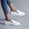thumbnail image 2 of NOKIO Women's Slip on Shoes PU Leather Slip on Sneaker Low Top Casual Shoes Women Casual Shoes Fashion Simple Spring And Summer New Pattern Flat Bottom Comfortable Non Slip Slip On Shoes, 2 of 8