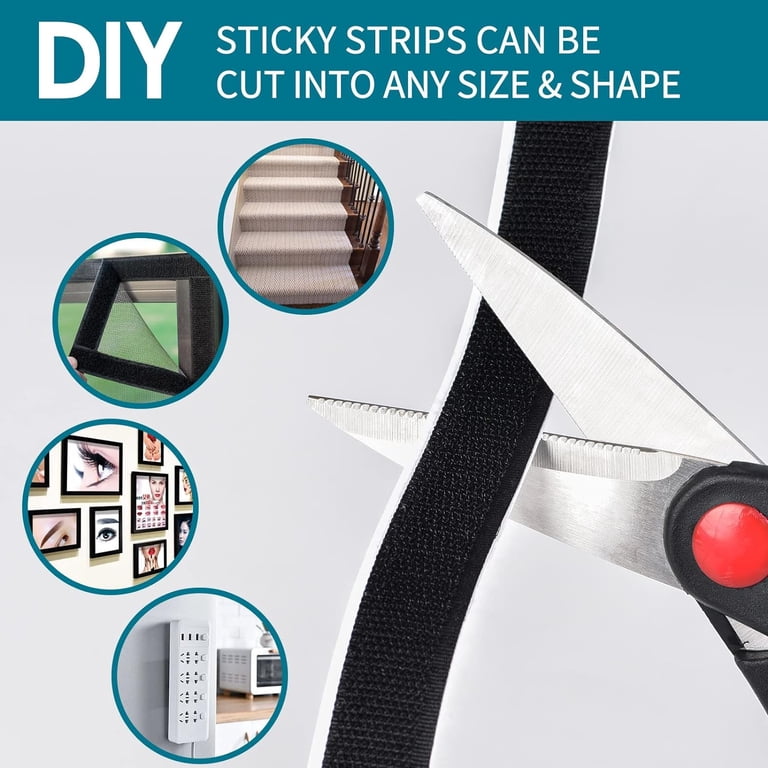 1 Inch x 164 ft Hook and Loop Tape Sticky 2 Sets (4 Rolls) Back Self Adhesive Strips