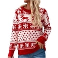 thumbnail image 2 of Qertyioot Chandails de Noël à Col Rond pour Femmes, Mode et Hiver-Pullover Chandail Décontracté Haut Femmes, 2 of 6