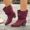 thumbnail image 2 of Willtoo Women's Faux Suede Ankle Boots, Slouchy Ruched Chunky Heel Booties, Round Toe Comfortable Pull-On Casual Shoes, 2 of 6