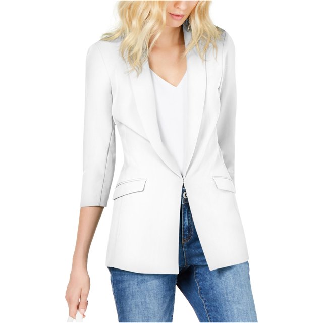 I-N-C Womens Solid One Button Blazer Jacket white M