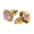 thumbnail image 2 of 1.73 ct Screw-Back Stud Earrings for Women | 5mm Princess Cut Simulated Pink Diamond | 14K Yellow Gold, 2 of 5