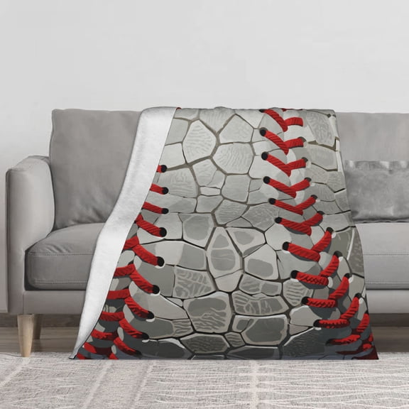 Baseball Stitched Design Print Throw Blankets Flannel Blanket Soft Throw Blanket for Couch, Bed, Sofa Luxurious Warm and Cozy for All Seasons