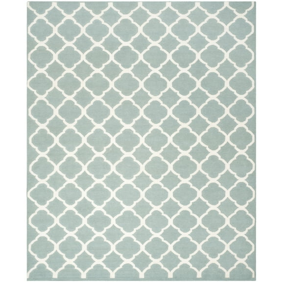 SAFAVIEH Dhurrie Ulysses Geometric Moroccan Wool Area Rug, Blue/Ivory, 2'6" x 4'