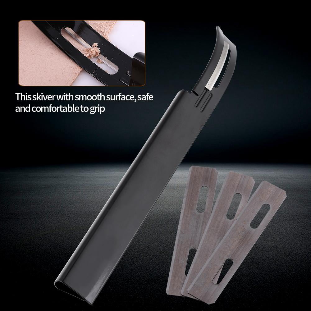 Metal Super Leather Skiver + Safety Beveler, Handmade Cutting Tool Kits with 6 Pieces Replaceable Skiver Blades for Leather Craft DIY Hobby