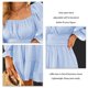 thumbnail image 5 of Vestido de mujer con lazo en la espalda, manga larga, cuello cuadrado, volantes, hombros descubiertos, color sólido, línea A, informal, para fiesta, cita, playa, azul claro XL, 5 of 6